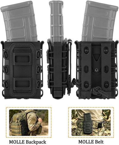KRYDEX OUTDOOR 9mm MOLLE mag Pouch+MOLLE Rifle Magazine Pouches(BK) in Kuwait