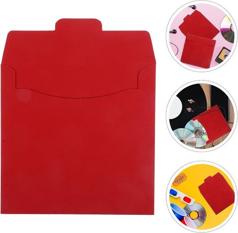 Generic 20pcs Kraft Paper CD Dvd Sleeves Storage Bags Easy Open and Close Feature, Red CD Paper Sleeves Case for Daily Life and Media Storage in Kuwait