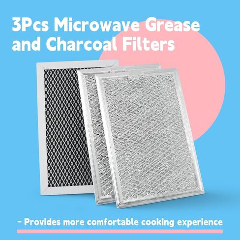 Microwave Grease and Charcoal Filter Set Compatible with GE JVM3160DF8BB JVM3160DF8CC JVM3160DF8WW JVM3160RF8SS JVM1540SM1SS JVM1540SM2SS Microwave Maintenance Kit, Set of 3 in Saudi Arabia