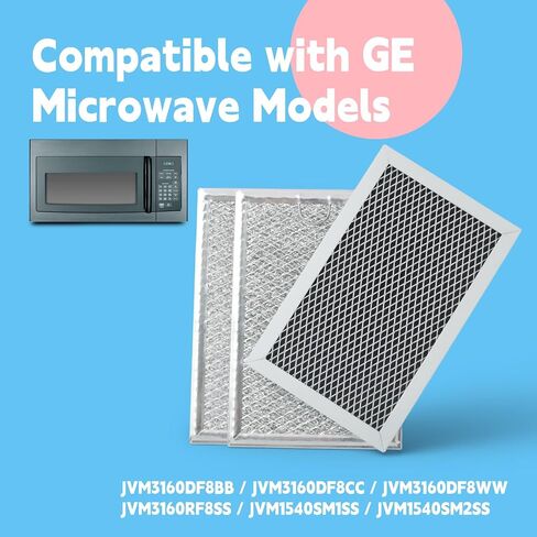 Microwave Grease and Charcoal Filter Set Compatible with GE JVM3160DF8BB JVM3160DF8CC JVM3160DF8WW JVM3160RF8SS JVM1540SM1SS JVM1540SM2SS Microwave Maintenance Kit, Set of 3 in Saudi Arabia