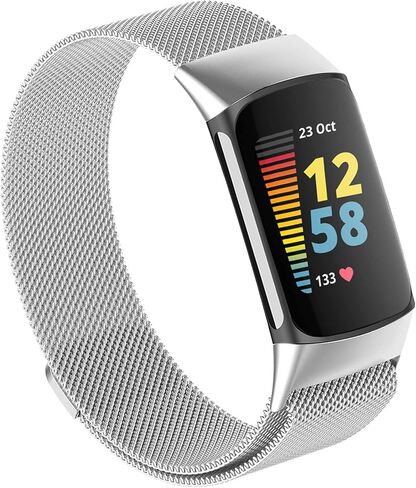 Mesh Loop Bands Compatible with Fitbit Charge 5/Charge 6 Bands, Metal Adjustable Stainless Steel Wristbands Replacement Straps for Charge 6/Charge 5 Activity Tracker Women Men,Colorful,Large in Saudi Arabia