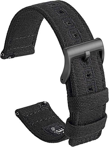 SEURE Canvas Quick Release Watch Band,Cotton Fabric Watch Straps 18mm 19mm 20mm 21mm 22mm 24mm for Men and Women(19,black-black) in Saudi Arabia