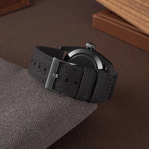 SEURE Canvas Quick Release Watch Band,Cotton Fabric Watch Straps 18mm 19mm 20mm 21mm 22mm 24mm for Men and Women(19,black-black) in Saudi Arabia