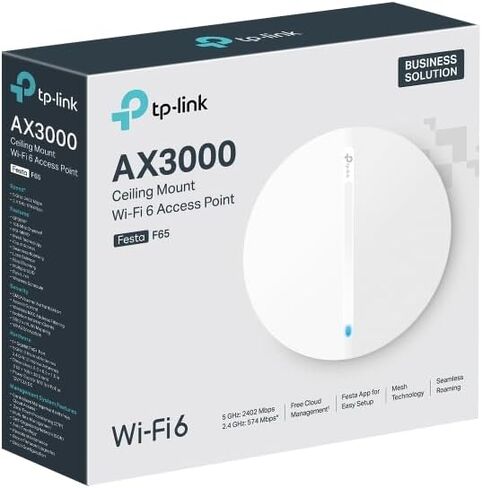 TP-Link Festa F65, AX3000Mbps, 1 Gigabit port, party net, transparent roaming, MU-MIMO, connection to 250 devices, free cloud management, support PoE+, 6 dual-band Wi-Fi in Kuwait