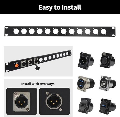 1U XLR Rack Mount Panel 12 Connectors Patchbay Panel with Screws for 19 Inch Computer Equipment Compatible with HDMI,XLR 2PCS in Saudi Arabia