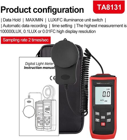 Light Meter, Digital Handheld Light Meter New Split Spring Design FC LUX Conversion TA8131 Illuminometer Flexible Sensor Probe 0-100000 Lux in Saudi Arabia