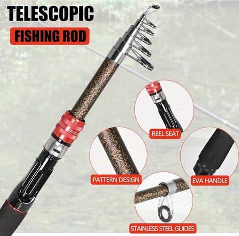 Fishing Pole Combo Set 6.9ft Telescopic Fishing Rod and Reel Combo with Fishing Pliers and Lip Gripper in Saudi Arabia
