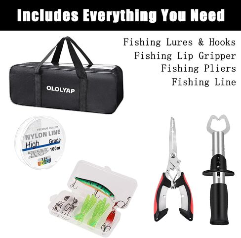 Fishing Pole Combo Set 6.9ft Telescopic Fishing Rod and Reel Combo with Fishing Pliers and Lip Gripper in Saudi Arabia