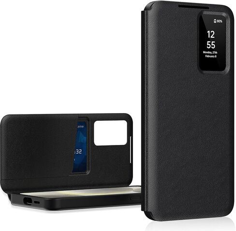 for Samsung S24 Ultra Case with Smart Small Screen View, S-View Wallet Phone Case, for Samsung Galaxy S24 Ultra 5G Case Smart Window Cover, Flip Leather Protective Smart View Black in Kuwait