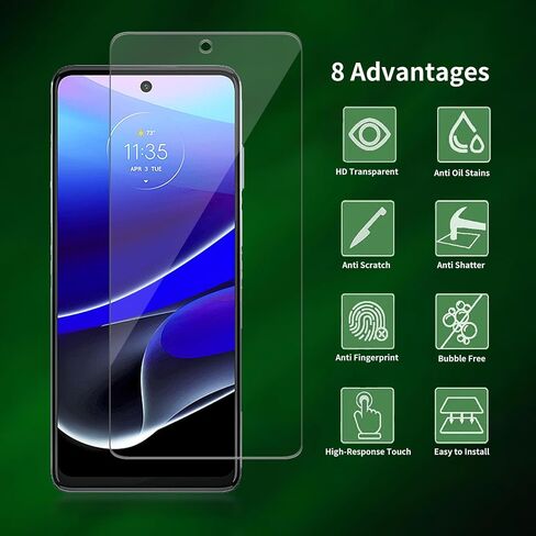 2 Pack for Motorola Moto G Stylus (2022) Screen Protector, Tempered-Glass, Micro-curved Edges, Case Friendly, Bubble Free, HD Clear, Easy Installation in Kuwait