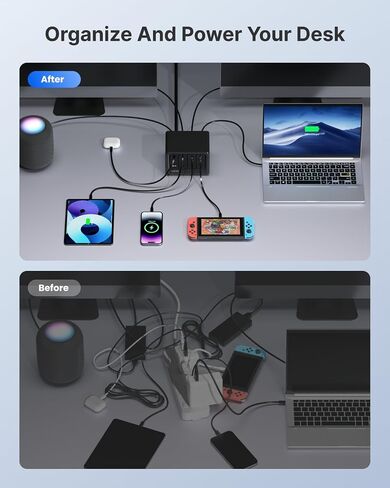 Gitryin 12-in-1 Desktop Charging Station, 160W USB Retractable GaN Charger in Kuwait