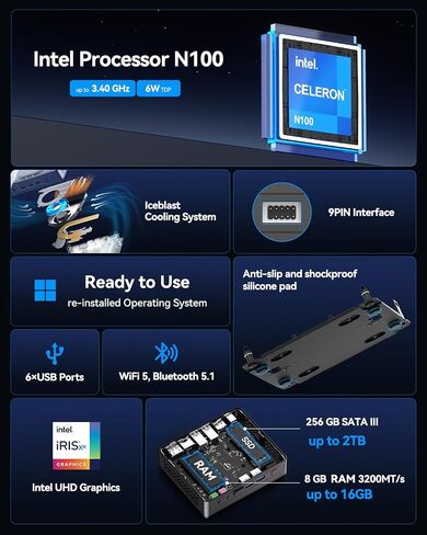 GEEKOM Air12 Lite Mini PC, Intel N100 (Beats N95),8GB RAM 256GB SSD in Saudi Arabia