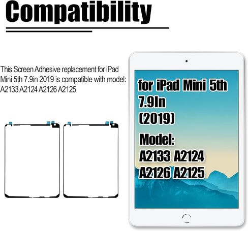 2PCS for iPad mini 5 Screen Adhesive Replacement for iPad mini 2019 7.9 in 5th Gen Front Touch Panel LCD Bezel Frame Pre-Cut Tape Sticker Glue Compatible with: A2133 A2124 A2126 A2125 in Saudi Arabia