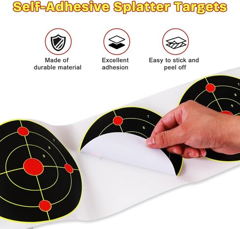200PCS 6 Inch Splatter Shooting Target Stickers, Self-Adhesive Reactive Paper Targets with High-Visibility Yellow Impact Marks for Rifle, Pistol, BB Gun, Pellet Gun, Airsoft and Target Practice in Saudi Arabia