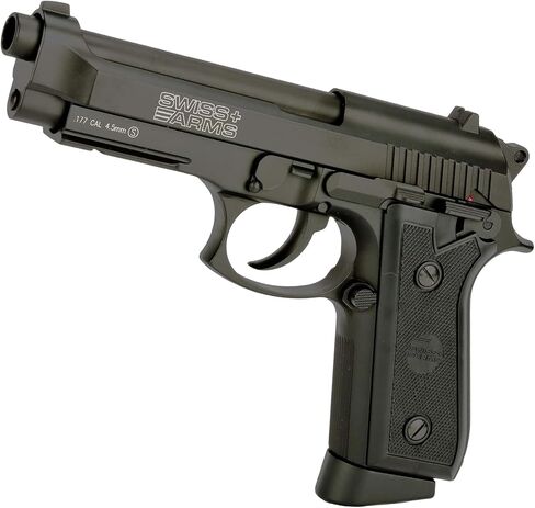 Evike Airguns - Swiss Arms PT92 Metal CO2 Powered Blowback 4.5mm Air Pistol (4.5mm Air Gun) (Color: Black) in Saudi Arabia