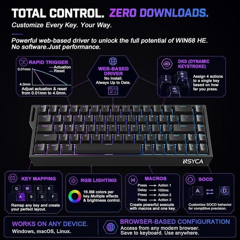 WIN68 HE Hall Effect Gaming Keyboard and G11 Gaming Mouse 22000 DPI for PC & Mac in Kuwait