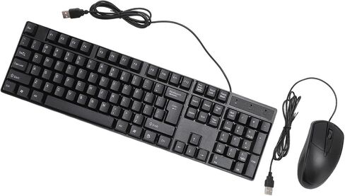 GOWENIC Wired Keyboard and Mouse Set, 104 Keys Ergonomic USB in Kuwait