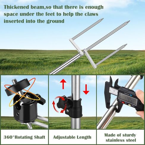 1 Pcs Double Nut Trail Camera Stand with Solar Panel Mount Foldable Stainless Steel Game Camera Stand 360° Adjustable 1/4''-20 (6mm) Screw Connection Stake with 6 Camo Tape for Cam Accessories in Kuwait