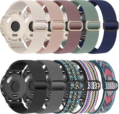 Laband 18mm Stretchy Nylon Watch Band Compatible with Garmin Venu 3S/Venu 2S/Vivoactive 4S/Vivomove 3S/Venu 4 41mm/Forerunner 255S/Forerunner 265S,10 Pack Loop Elastic Fabric Sport Strap for Women Men in Saudi Arabia