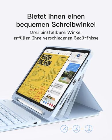 Inateck KB04002 Keyboard Case Compatible with iPad Air 6 11 inch 2024, iPad 10 Gen 2022, iPad Air 5/4 (2022/2020) 10.9 inch, iPad Pro 11 4/3/2/1, QWERTZ, with Detachable Pen Holder in Kuwait