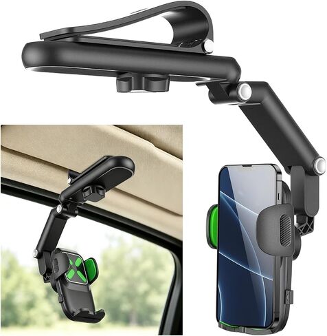 360° Adjustable Car Sun Visor Phone Holder with Telescoping Arm in Saudi Arabia