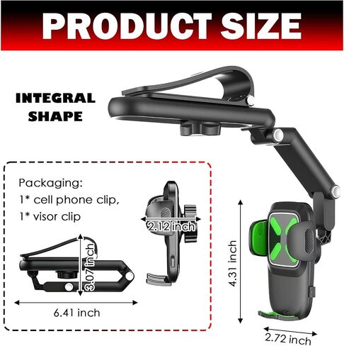 360° Adjustable Car Sun Visor Phone Holder with Telescoping Arm in Saudi Arabia