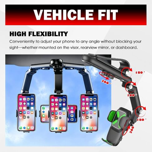 360° Adjustable Car Sun Visor Phone Holder with Telescoping Arm in Saudi Arabia