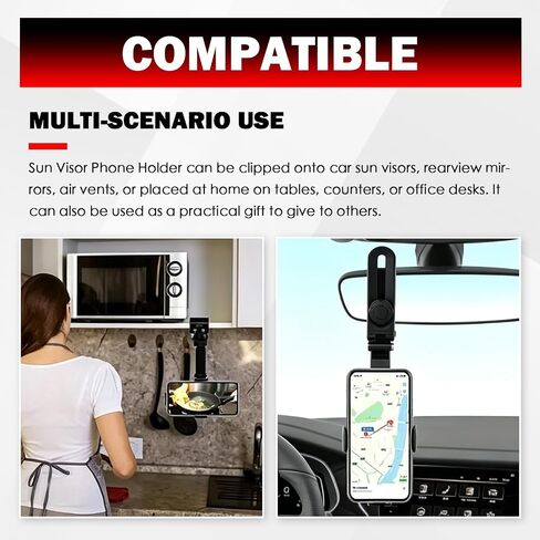 360° Adjustable Car Sun Visor Phone Holder with Telescoping Arm in Saudi Arabia