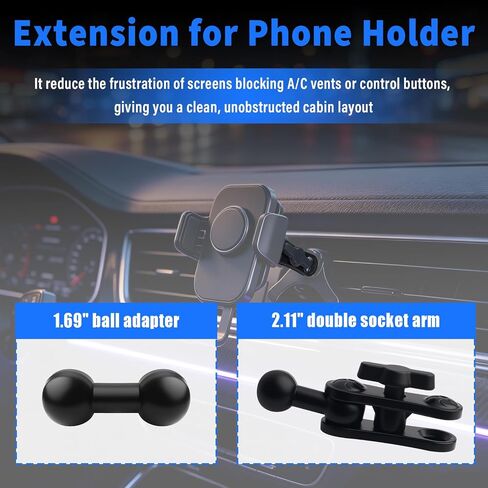 0.67" / 17mm Ball Mount Extension,360° Rotatable Ball Mount Arm in Saudi Arabia