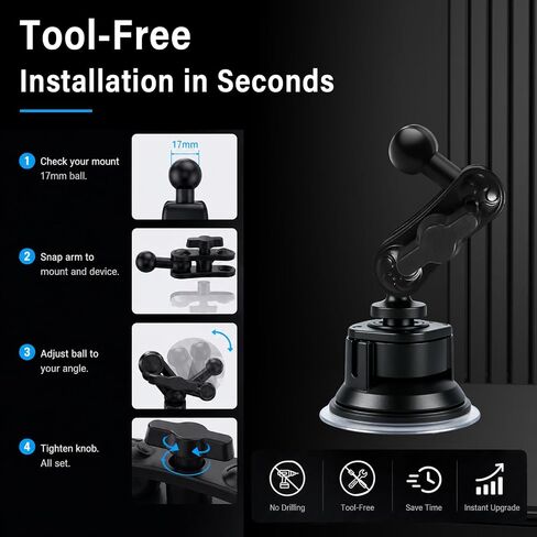 0.67" / 17mm Ball Mount Extension,360° Rotatable Ball Mount Arm in Saudi Arabia