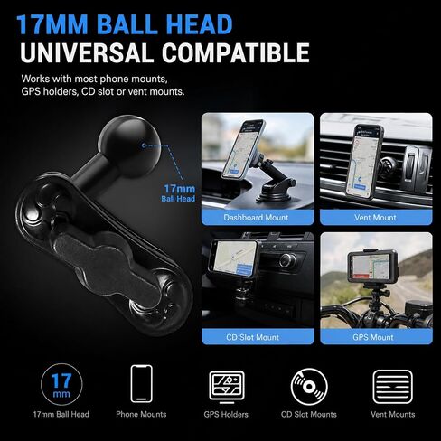 0.67" / 17mm Ball Mount Extension,360° Rotatable Ball Mount Arm in Saudi Arabia