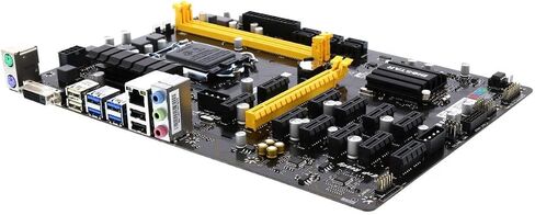 Biostar Motherboard TB250-BTC PRO Core i7/i5/i3 LGA1151 Intel B250 DDR4 Supports 6 AMD and 6 NVIDIA Graphics Cards in Saudi Arabia