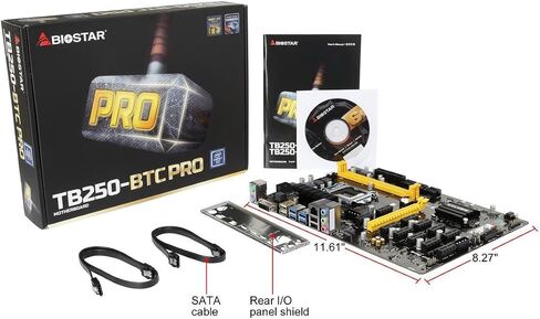 Biostar Motherboard TB250-BTC PRO Core i7/i5/i3 LGA1151 Intel B250 DDR4 Supports 6 AMD and 6 NVIDIA Graphics Cards in Saudi Arabia