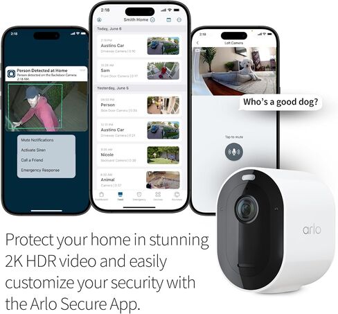 Arlo Pro 5S Spotlight Security Camera 2K HDR | Outdoor | Wireless | Dual-Band Wi-Fi Connects to Strongest Network|12X Zoom, 2-Way Audio, Color Night Vision,Live Stream(White, 2 Cameras) (Renewed) in Kuwait
