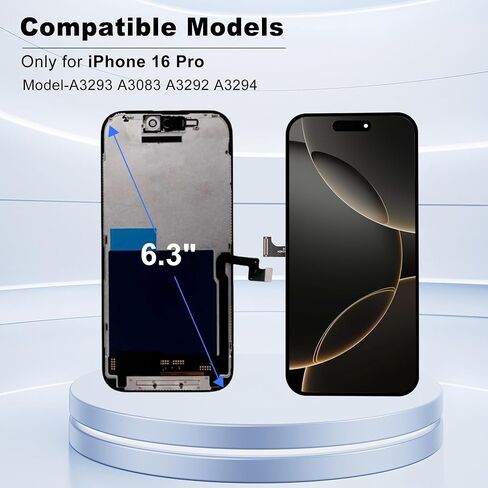 ZOETEC Screen Replacement for iPhone 16 Pro LCD, [Support Face ID] Retina Display 3D Touch Screen Digitizer Frame Assembly with Repair Tool Kits, Waterproof Adhesive, Tempered Glass in Saudi Arabia
