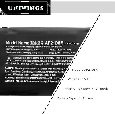 AP21D8M استبدال بطارية الكمبيوتر المحمول لشركة أيسر نيترو 5 AN515-46 AN515-47 AN515-58-72QR AN515-58 AN515-58-56CL AN515-58-766R نيترو V 15 ANV15-51 نيترو 16 AN16-51 AN16-51-74BV X507MA X507UB A31N1719 in Kuwait