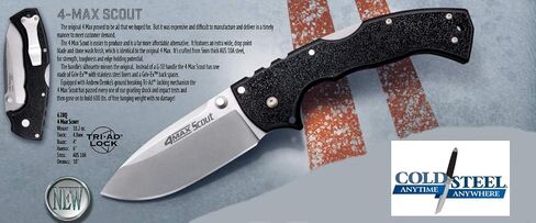 Cold Steel 4-Max Scout Folding Knife with Tri-Ad Lock and G-10 Handle, One Size & SR1 Series Tactical Folding Knife with Tri-Ad Lock and Pocket Clip, SR1 Tanto Lite in Kuwait