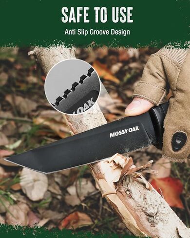 Mossy Oak 10" Fixed Blade Hunting Knife, 14C28N Full Tang Tanto Knife in Kuwait
