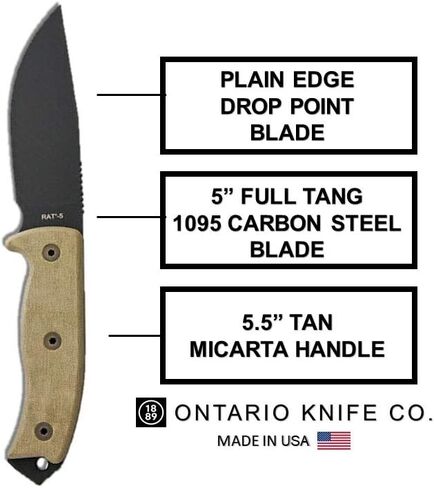 Ontario Knife Company 8667 Rat-5, Plain Edge with Black Nylon Sheath, One Size in Saudi Arabia