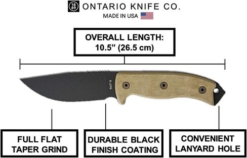 Ontario Knife Company 8667 Rat-5, Plain Edge with Black Nylon Sheath, One Size in Saudi Arabia
