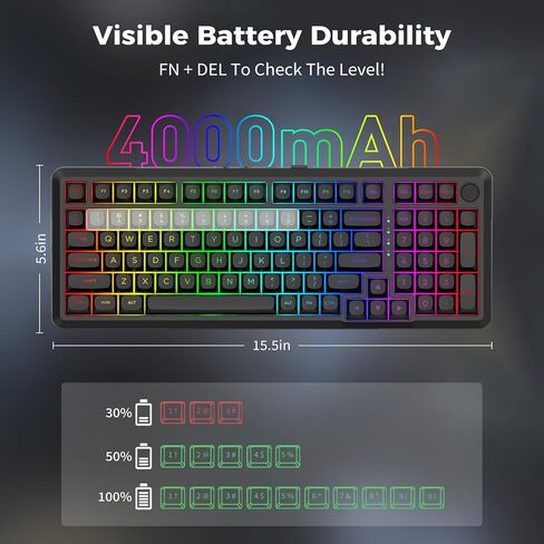 E-YOOSO 96% Wireless Mechanical Keyboard, Creamy Sound, RGB Backlit, Black in Kuwait