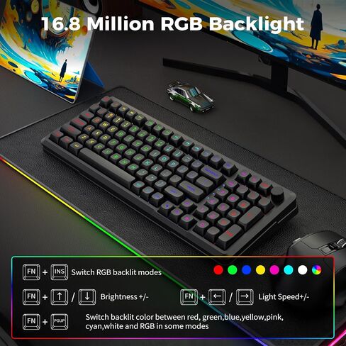 E-YOOSO 96% Wireless Mechanical Keyboard, Creamy Sound, RGB Backlit, Black in Kuwait