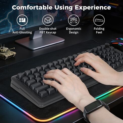 E-YOOSO 96% Wireless Mechanical Keyboard, Creamy Sound, RGB Backlit, Black in Kuwait