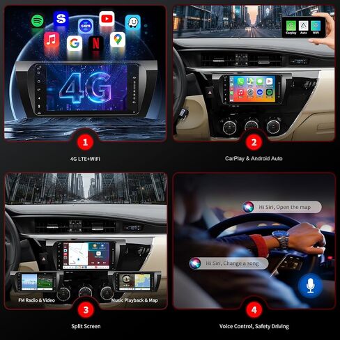 4G Network Radio for Toyota Corolla Upgrade 2014 2015 2016,Stereo Replacement,QLED Touch Screen,8core CPU,Carplay and Android Auto in Saudi Arabia
