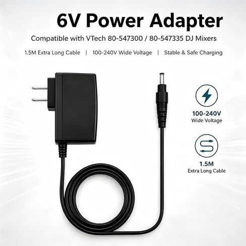 6V Power Adapter for VTech Kidi Star DJ Mixer 80-547300 80-547335 Replacement Power Supply Cord in Saudi Arabia