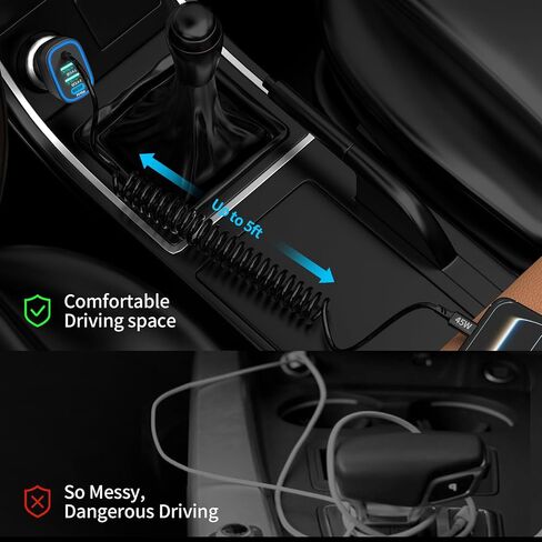 90W USB C Super Fast Car Charger for iPhone 17 Pro Max/Air/16/Android Phone in Kuwait