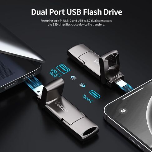 Vezzio 256GB USB C Flash Drive, USB 3.2 Gen2 Stick, Portable SSD 1000MB/s in Saudi Arabia