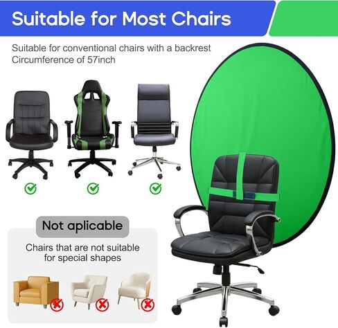 Portable Green Screen Chair, 57 in Greenscreen Backdrop with Stand Double Sided Foldable Green Background, Chroma Key, for Photography Streaming Gaming Photo Zoom Video Chats and Meeting in Kuwait