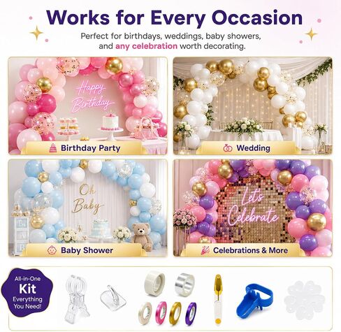 63PCS Balloon Arch Decor Kit for Birthday Wedding Baby Shower in Saudi Arabia