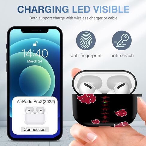 Maxjoy for Airpods Pro 2nd Generation Case, Cartoon Cute Anime Design Series Apple Airpod pro 2 Case Cover for for Airpods Pro 2 Generation 2022 for Men Women, Anime Red Cloud Lanyard in Kuwait